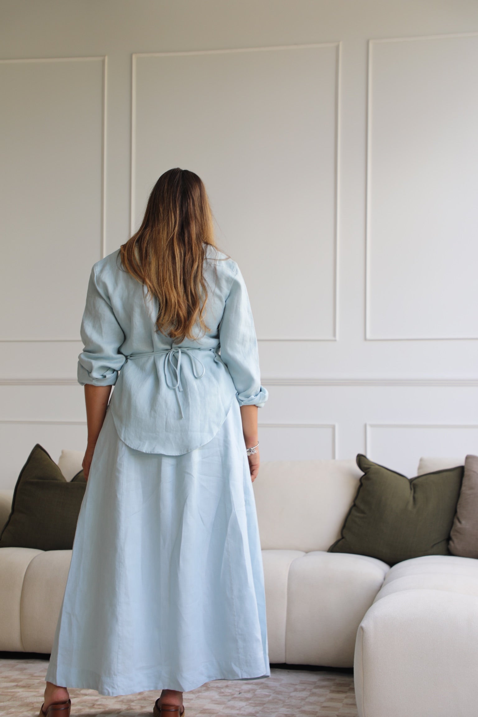 Murano A-Line Skirt in French Blue | Olive & Oath