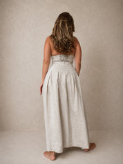 Riviera Midi Linen Pleated Skirt