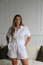 Como Collared Linen Shirt - Short Sleeve