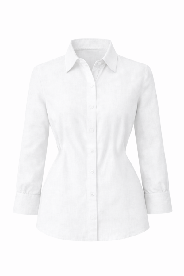 Como Collared Linen Shirt in Bianca | Olive & Oath