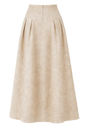 Riviera Midi Linen Pleated Skirt