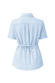 Como Collared Linen Shirt - Short Sleeve in French Blue | Olive & Oath
