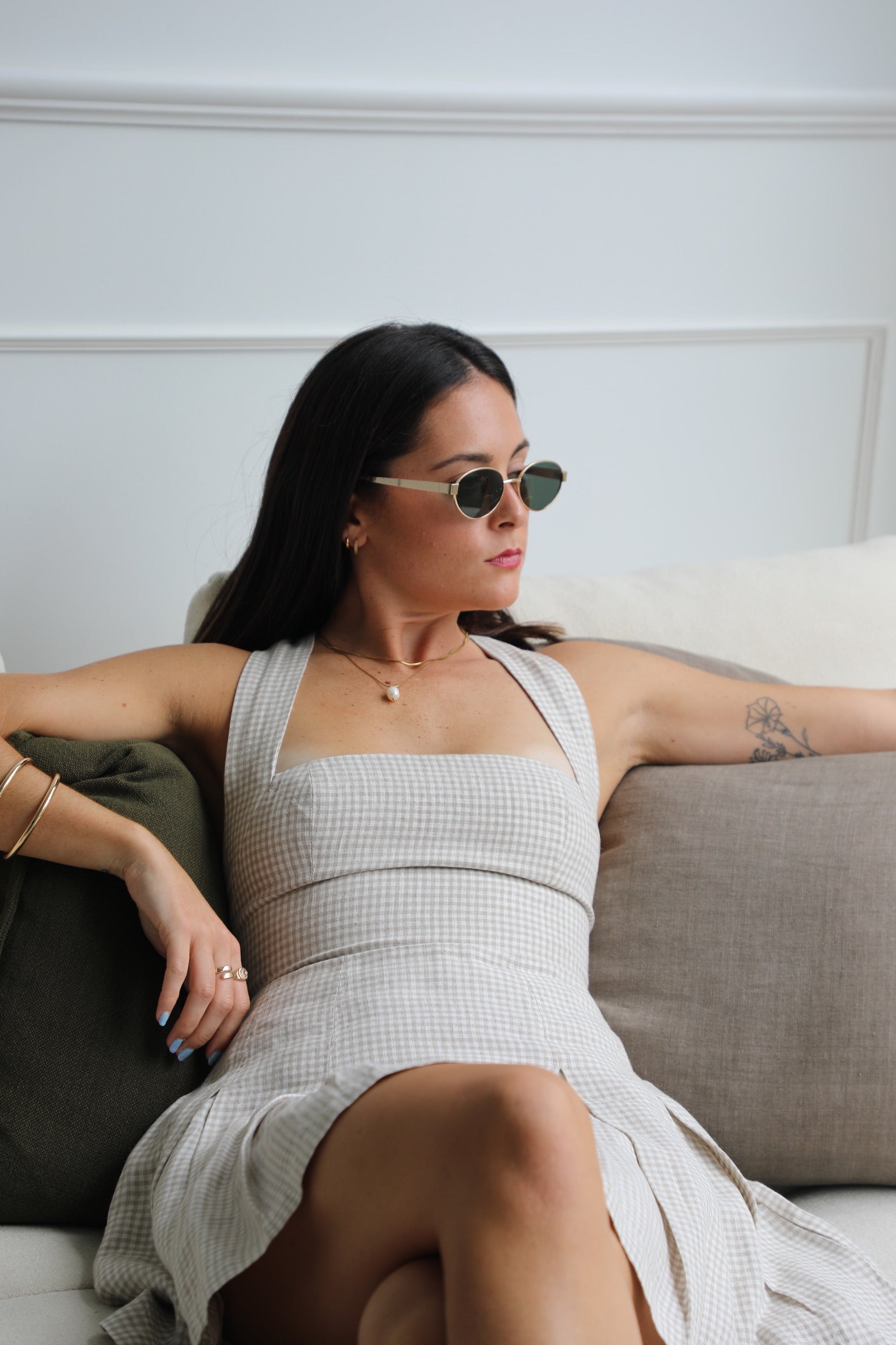 Palma Linen Top in Oat Gingham | Olive & Oath