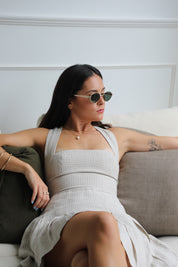 Palma Linen Top in Oat Gingham | Olive & Oath