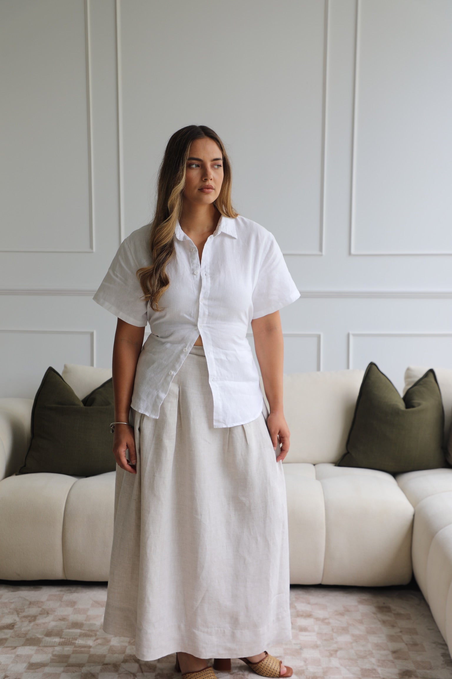 Como Collared Linen Shirt - Short Sleeve