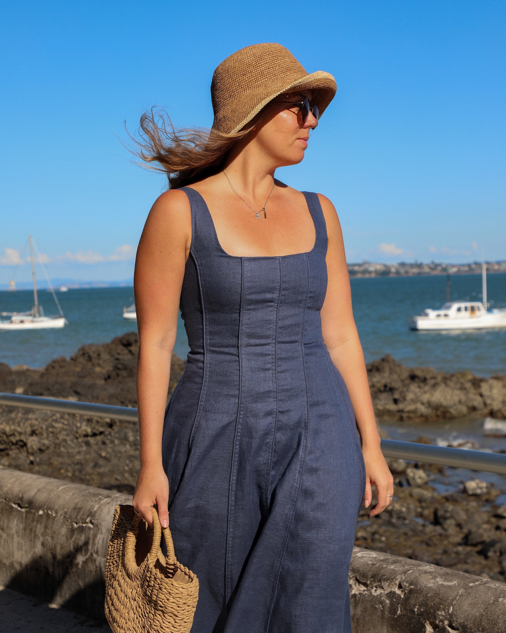 Torino Linen Dress in Midnight