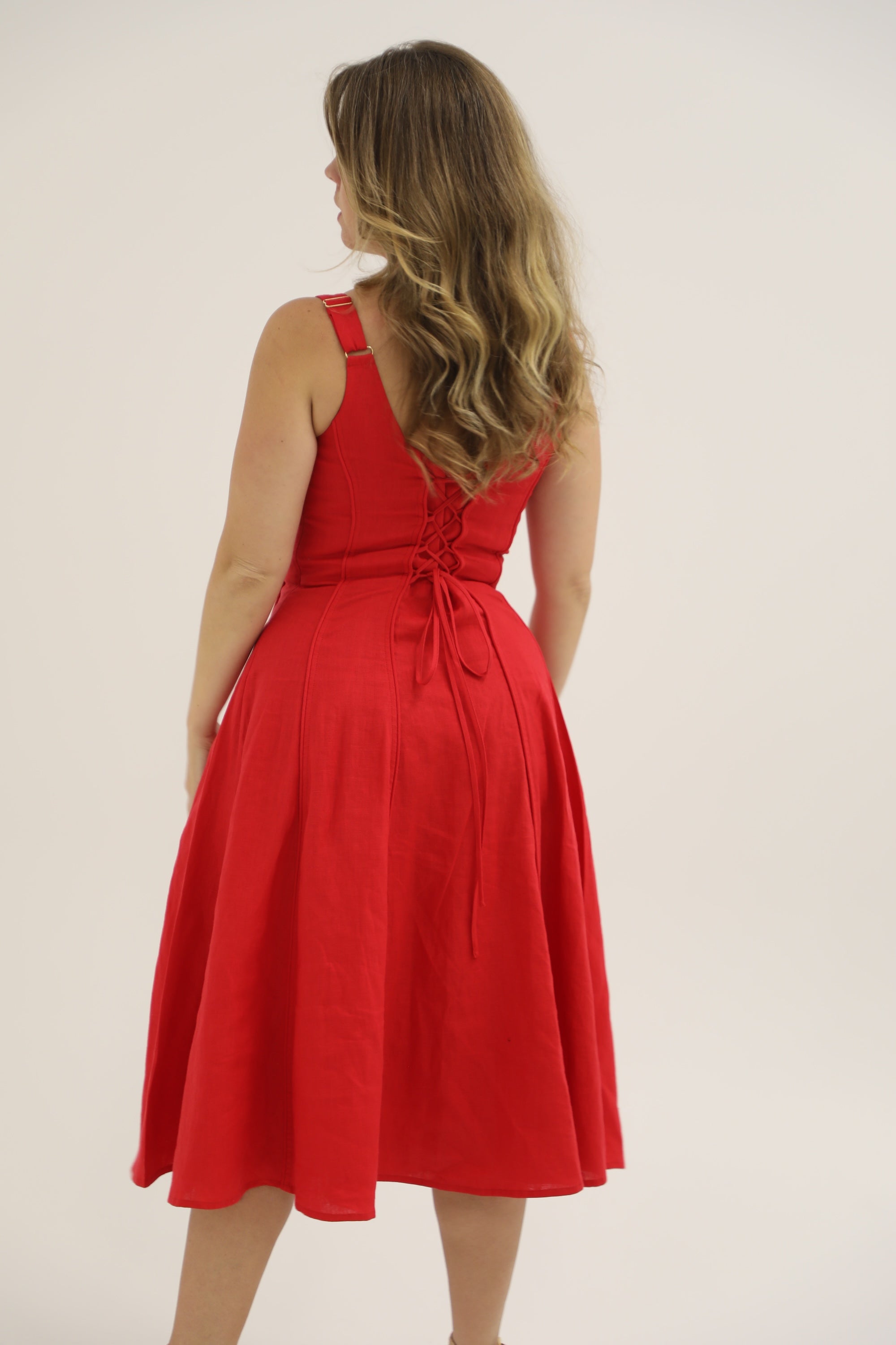 Torino Linen Dress in Ruby | Olive & Oath Olive and Oath Torino Linen Dress in Ruby | Olive & Oath Olive and Oath