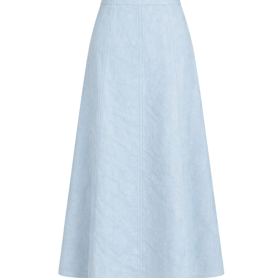 Murano A-Line Skirt in French Blue – flat lay | Olive & Oath