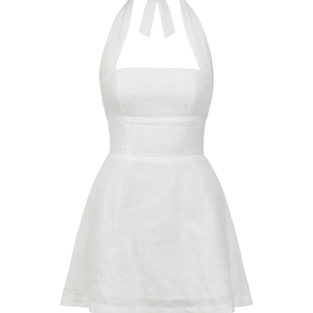 Cocktail Palma Dress in Bianca – flat lay | Olive & Oath