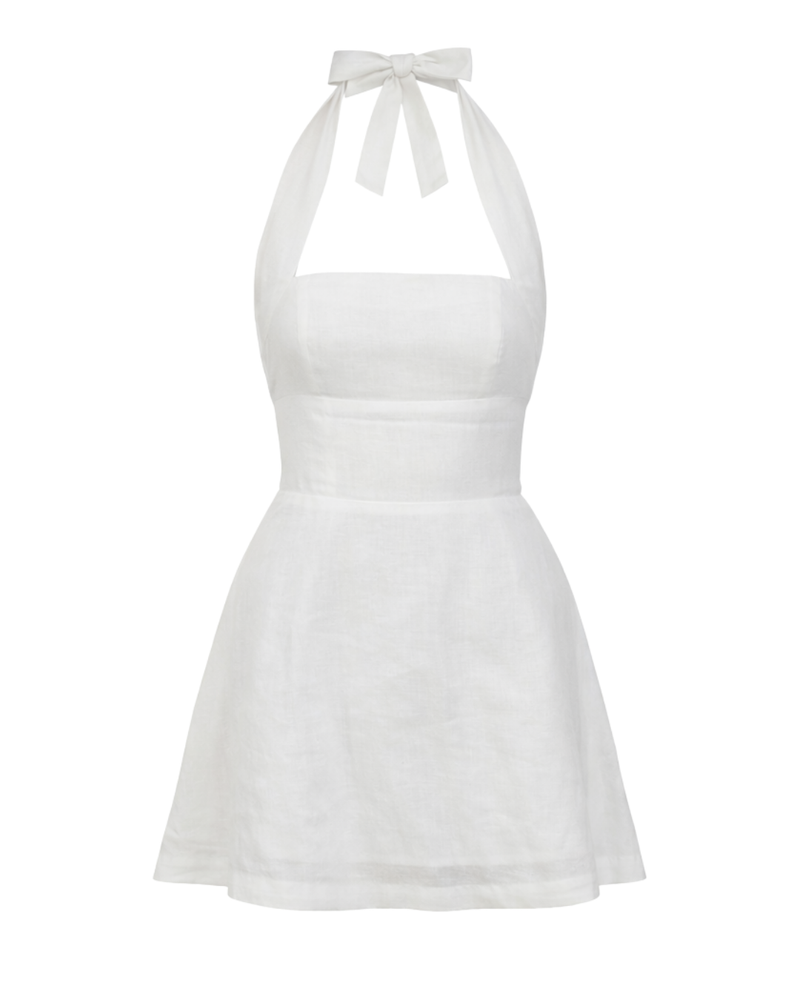 Cocktail Palma Dress in Bianca – flat lay | Olive & Oath