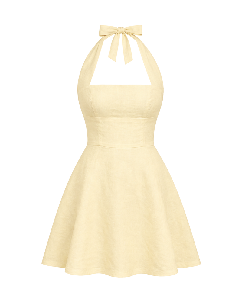 Cocktail Palma Dress in Creme – flat lay | Olive & Oath