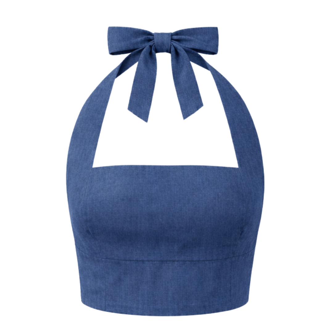 Palma Linen Top in Midnight – flat lay | Olive & Oath