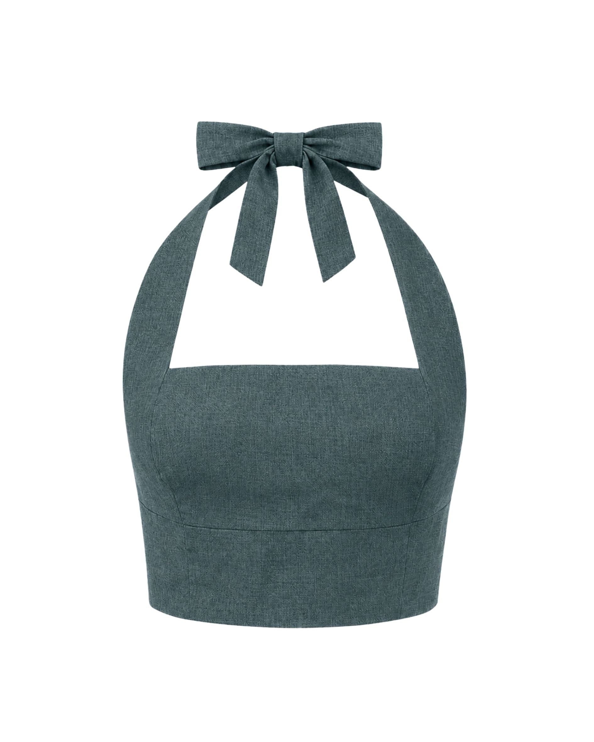 Palma Linen Top - Sea Moss