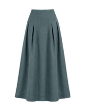 Riviera Midi Linen Pleated Skirt - Sea Moss