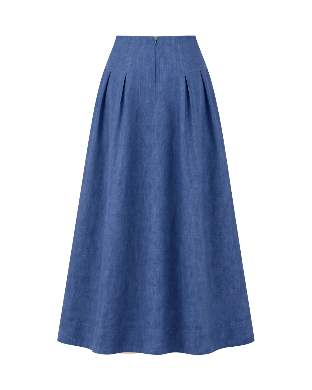 Riviera Midi Linen Pleated Skirt