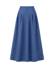 Riviera Midi Linen Pleated Skirt
