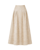 Riviera Midi Linen Pleated Skirt