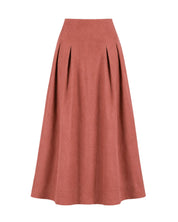 Riviera Midi Linen Pleated Skirt