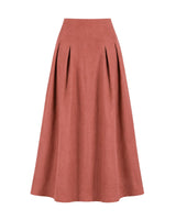 Riviera Midi Linen Pleated Skirt