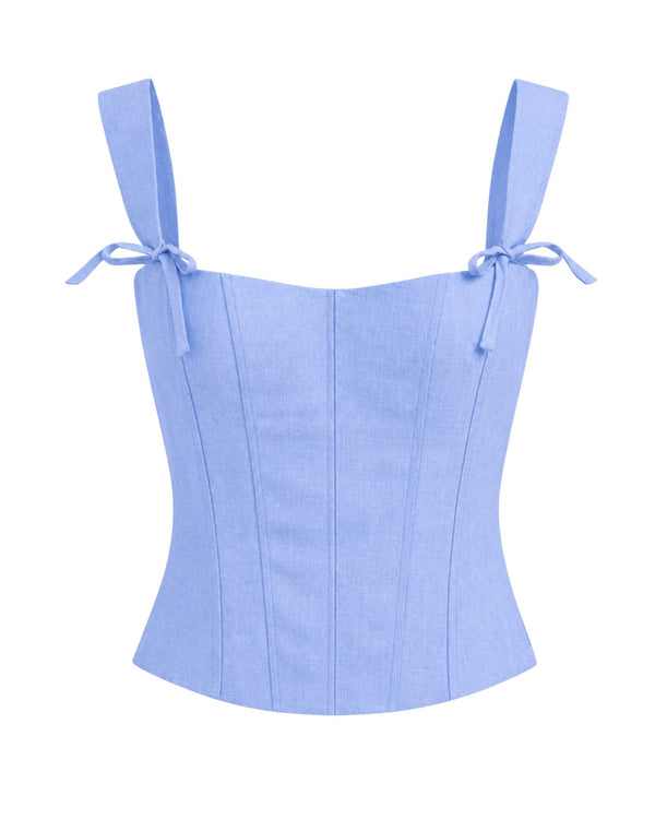 Venice Corset in Bluebell – flat lay | Olive & Oath