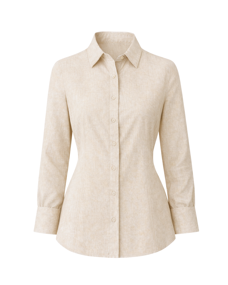 Como Collared Linen Shirt in Oat